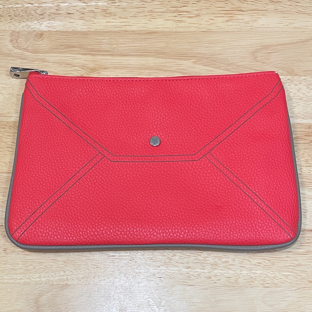 Thirty-One Jewell Poppy Red Clutch with Silver Accents